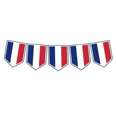 Imagem de Faixa Decorativa Bandeirinhas França 8m X 18cm Azul Branco e Vermelho Neotrentina