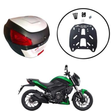 Imagem de Baú Moto Universal Awa 29 L + Suporte Sup Bajaj Dominar 400, Branco