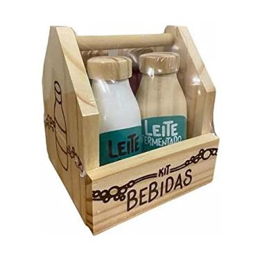 Imagem de Kit De Comidinha De Brinquedo Infantil Madeira Bebidas 5 Peças Coleção Newart