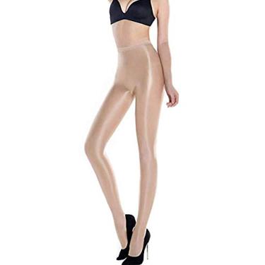 Imagem de Meia-calça feminina de óleo brilhante, meia-calça, ultra cintilante, modelagem de dança, plus size, 1D 70D 60D 100D, Tamanho 60D plus nude, Tamanho Único