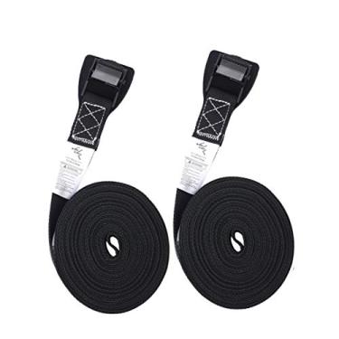 Imagem de Alças de amarrar MOOCY de 4,5 m, alças de amarrar resistentes de até 226 kg, alças ajustáveis de fivela de câmera para motocicleta, carga, caminhões, reboque, bagagem - pacote com 2 pretas com uma bolsa de armazenamento..., Preto