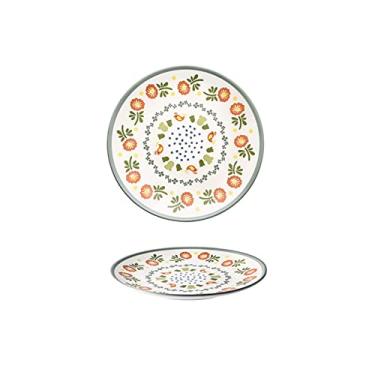 Imagem de Prato de macarrão com cópia de cor chinesa prato de jantar redondo de porcelana para casa pratos de jantar restaurante carne salada lava-louças prato de jantar seguro para micro-ondas (cor: A)