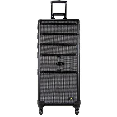 Imagem de Maleta Maquiagem Profissional Alumínio ABS 4 em 1 Pelegrin PEL-M1026 Preta Cristal