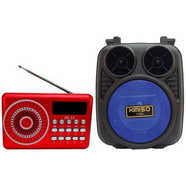 Imagem de Kit Mini Radio Fm Usb Sd Caixinha De Som Bluetooth Mp3 Alça