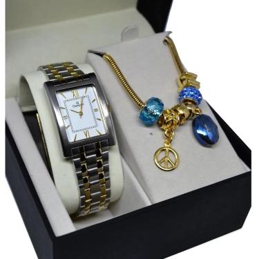 Imagem de Relogio Champion Feminino Quadrado Misto Ch22395o + Kit Pulseira Berloque