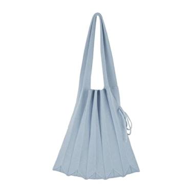 Imagem de Bolsa de tricô plissada de tricô bolsa de mão elegante bolsa de em , Cinza