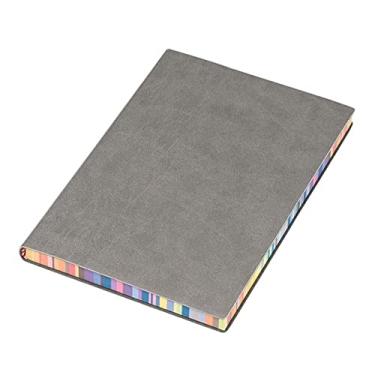 Imagem de Caderno de couro de capa mole, bloco de notas de negócios, diário de viagem, fita, marcador, 200 páginas, linhas largas, 6 cores, material de escritório, cinza, 1 peça