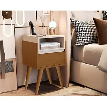 Imagem de Mesa de Cabeceira Pés Palito Evora Nature/off white - Comprar Moveis em Casa