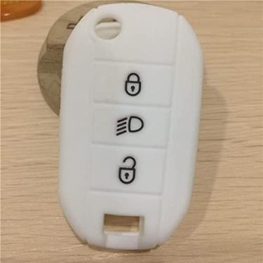 Imagem de CSHU Porta-chaves da capa do carro Porta-chaves Porta-chaves Porta-chaves, adequado para Citroen C4L CACTUS C5 C3 C6 C8 Picasso Xsara Peugeot 3008 308 RCZ 508 408 2008, branco