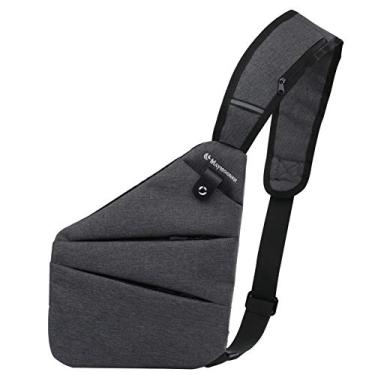 Imagem de MAYMOONER Bolsa tiracolo masculina pequena tiracolo, antifurto, alça única, casual, mochila fina, para atividades ao ar livre, caminhadas, ciclismo, Cinza, grey