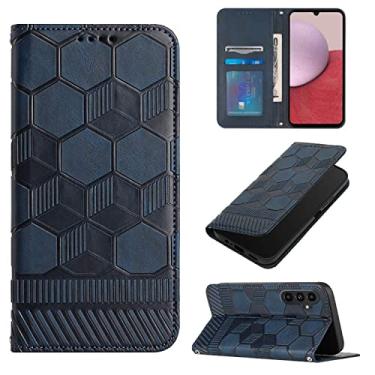 Imagem de Capas de telefone padrão futebol Samsung Galaxy A14 A 14 5G capa de couro slots de cartão de luxo clipe de carteira de telefone de negócios Samsung A14 5G capas (azul escuro, Samsung A14 5G)