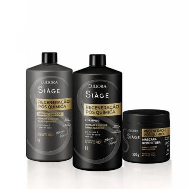 Imagem de Shampoo + Condicionador Litro + Máscara 500ml Regeneração Pós Química