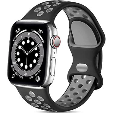 Imagem de Hoopyeecase Compatível com Apple Watch Bands 44mm 42mm 40mm 38mm, Silicone Esporte À prova d'água Respirável macia Substituição pulseira de relógio para iWatch SE Series /6/5/4/3/2/1