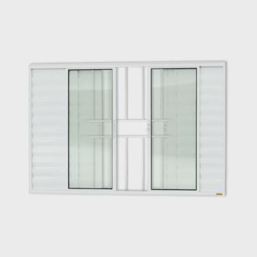 Imagem de Janela Janela Veneziana Confort 6 Folhas com Grade Vidro Liso 100cm x 120cm Brimak