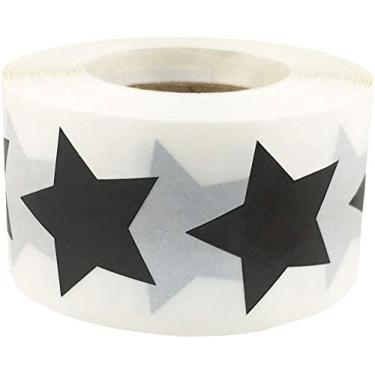Imagem de Adesivos de estrela, 2,5 cm de tamanho, 500 etiquetas em um rolo, Preto, 1" Star