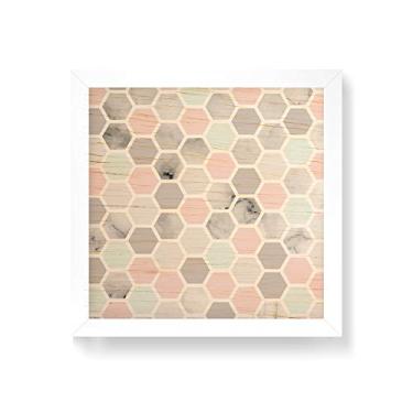 Imagem de Arte Maníacos Quadro decorativo com moldura caixa branca em Madeira - Favo Escandinavo - 30x30cm