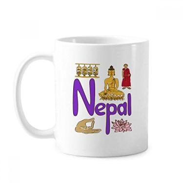 Imagem de Caneca clássica com símbolo nacional do Nepal, caneca de cerâmica branca com alça, presente de 350 ml