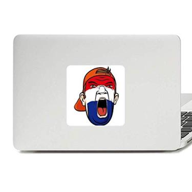 Imagem de Bandeira dos Países Baixos Maquiagem Facial Cabeça Gritando Adesivo Vinil Paster Laptop Decoração PC