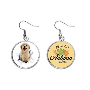 Imagem de Animal Paper Breaks Shock Puppies Ear Pendente Folha Outono Brinco Joia