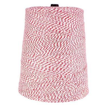 Imagem de Barbante de algodão e poliéster com 4 camadas variegado – cone de 900 g – Fio para cozinha padaria para todos os fins de uso em casa (vermelho e branco)