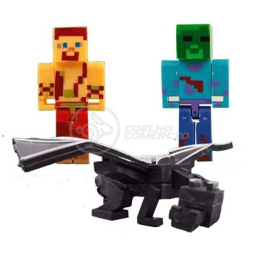 Imagem de Kit Minecraft Dragão 3 Bonecos + 1 Aranha Vermelha