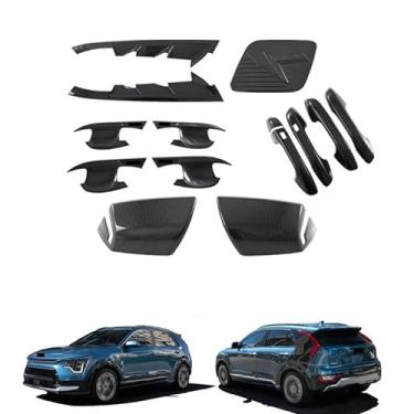 Imagem de Luyhok Para Kia Niro 2023 2024 Acessórios exteriores de carro, tampa de gás, tampa de espelho, lantejoulas da janela traseira, puxador externo da porta, tigela de porta estilo carbono