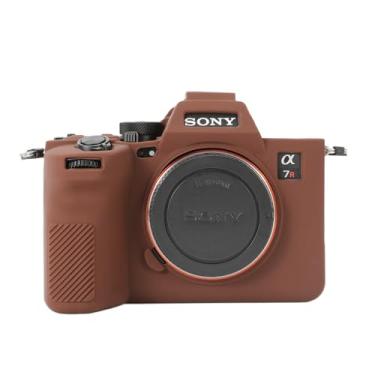 Imagem de Rieibi Capa para Sony A7RV, capa protetora de silicone macio para câmera digital Sony A7R5/A7R V/Alpha 7R V/A7RV/A7R 5/A7RM5, capa leve para câmera A7 RV - Café