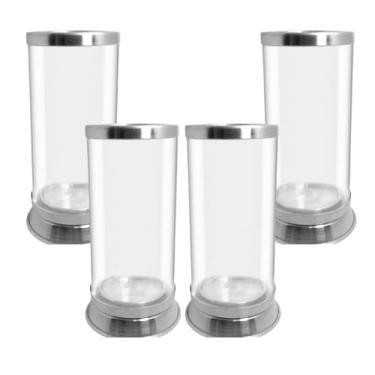 Imagem de Kit 04 Porta Vela 7 Dias Copo Transparente Base Alumínio Top