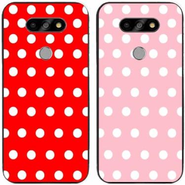 Imagem de 2 peças de capa de telefone traseira de silicone em gel TPU com bolinhas vermelhas e rosa para LG Series (LG K31)