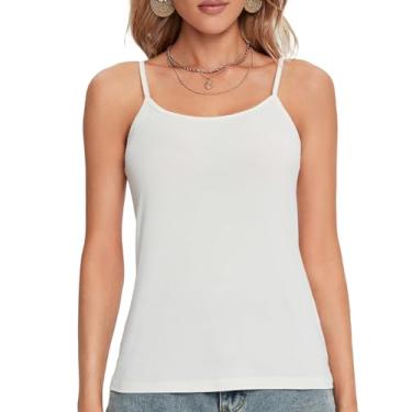 Imagem de Umenlele Camiseta regata feminina com gola redonda, alças finas, básicas, Branco, G