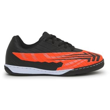 Imagem de Tênis Chuteira Infantil Futsal Escolar Crianças Costurada Original (Preto Laranja, BR, Criança de 9 a 12 anos, Numérico, 31)