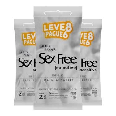 Imagem de Kit 3 Preservativo Sex Free Sensitive Mais Fino 8 Unidades