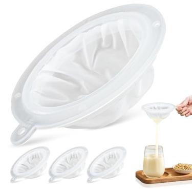 Imagem de 4 peças de filtro de malha 200 75 mícrons de nylon para funis de cozinha de 12 cm, filtro de funil para óleo de cozinha, suco de leite, vinho, queijo, soro de leite, gordura, filtro de gordura de café