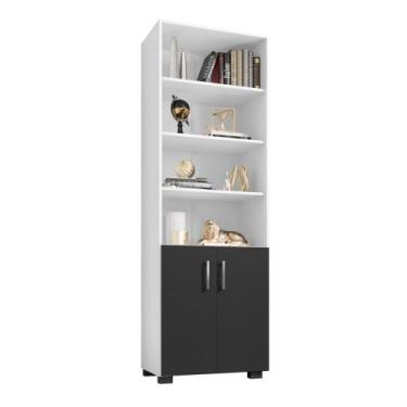 Imagem de Estante Para Livros Branco Livreiro Com 2 Portas Pequenas - Móveis Leã