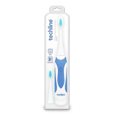 Imagem de Escova Dental Elétrica Adulto a Pilhas Com Refil EDA01 Azul - Techline
