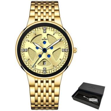 Imagem de Relógio SWISH Masculino Dois Tons Ouro Aço Banda - ElaShopp