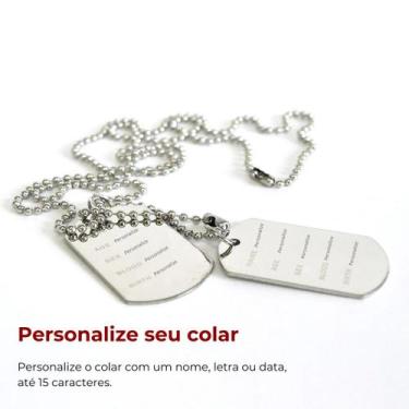 Imagem de Colar Corrente Aço Militar Dog Tag Exército Personalizável - Vorax Ace