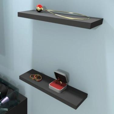 Imagem de Kit 2 Prateleiras Reta/Nicho 25x8 em MDF Para Decoração/Sala/Quarto/Es