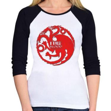 Imagem de Baby Look Raglan Fire and Blood Targaryen Manga 3/4 - Foca na Moda, Br