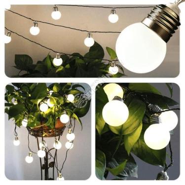Imagem de Varal Cordão De Lâmpadas 20 Leds Bolinhas Branco-Frio Natal Lindo Efei