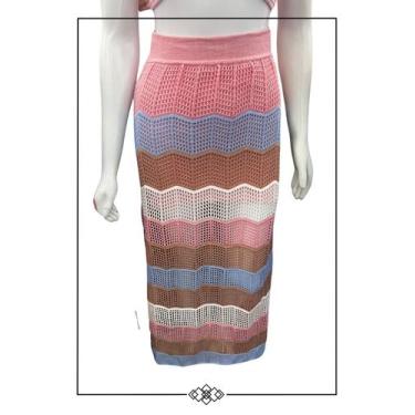 Imagem de Saia de tricot modal feminina - ETEZO, Cós rosa, ÚNICO