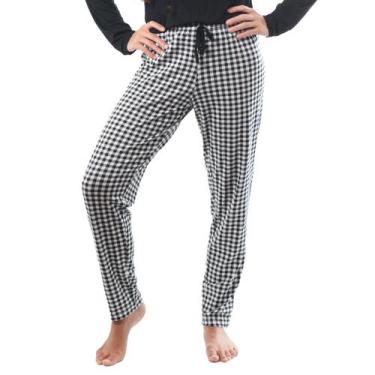 Imagem de Pijama Feminino Calça Xadrez Avulsa Empório Do Algodão, Preto, M