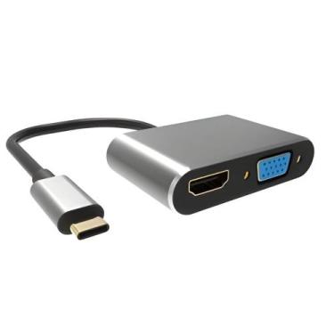 Imagem de Cabo Adaptador HUB 2 em 1 VGA HDMI USB Tipo C - Athlanta