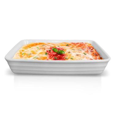 Imagem de Assadeira Retangular Branca Travessa Cerâmica - Dolce Home