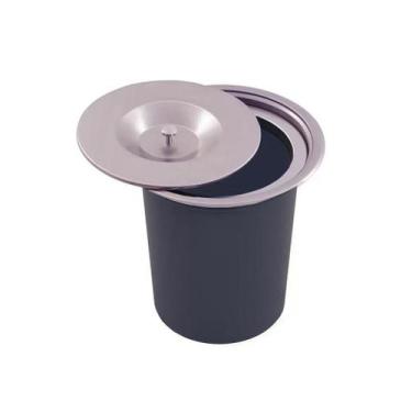 Imagem de Lixeira Pia Embutir 5 Litros Tampa Inox Escovado - Kzi - Geral, preto