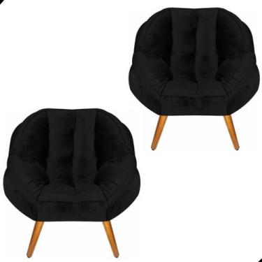 Imagem de Kit 2 Poltrona California Para Sala Veludo Amamentação Papai - Fina Mo