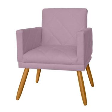 Imagem de Poltrona Nina em Suede com Pés Palito - Fina Mobília, Lilás