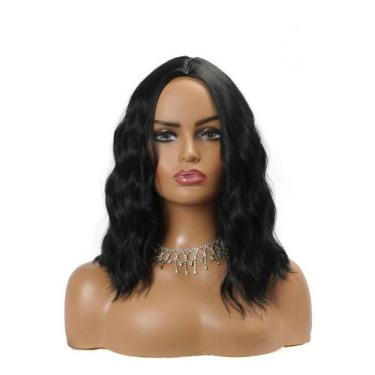 Imagem de Peruca Curta Ondulada sem Franja Preta Bio Organica - Gm Hair