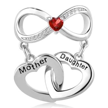 Imagem de GMXLin Pingente de coração infinito Mother Daughter compatível com pulseiras Pandora Charms, Cobre