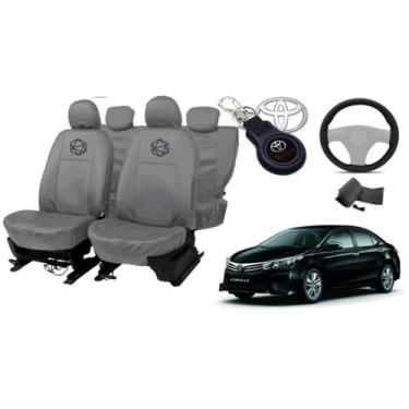 Imagem de Kit capa couro cinza + chaveiro para Corolla 13 a 21 - ferro tech br